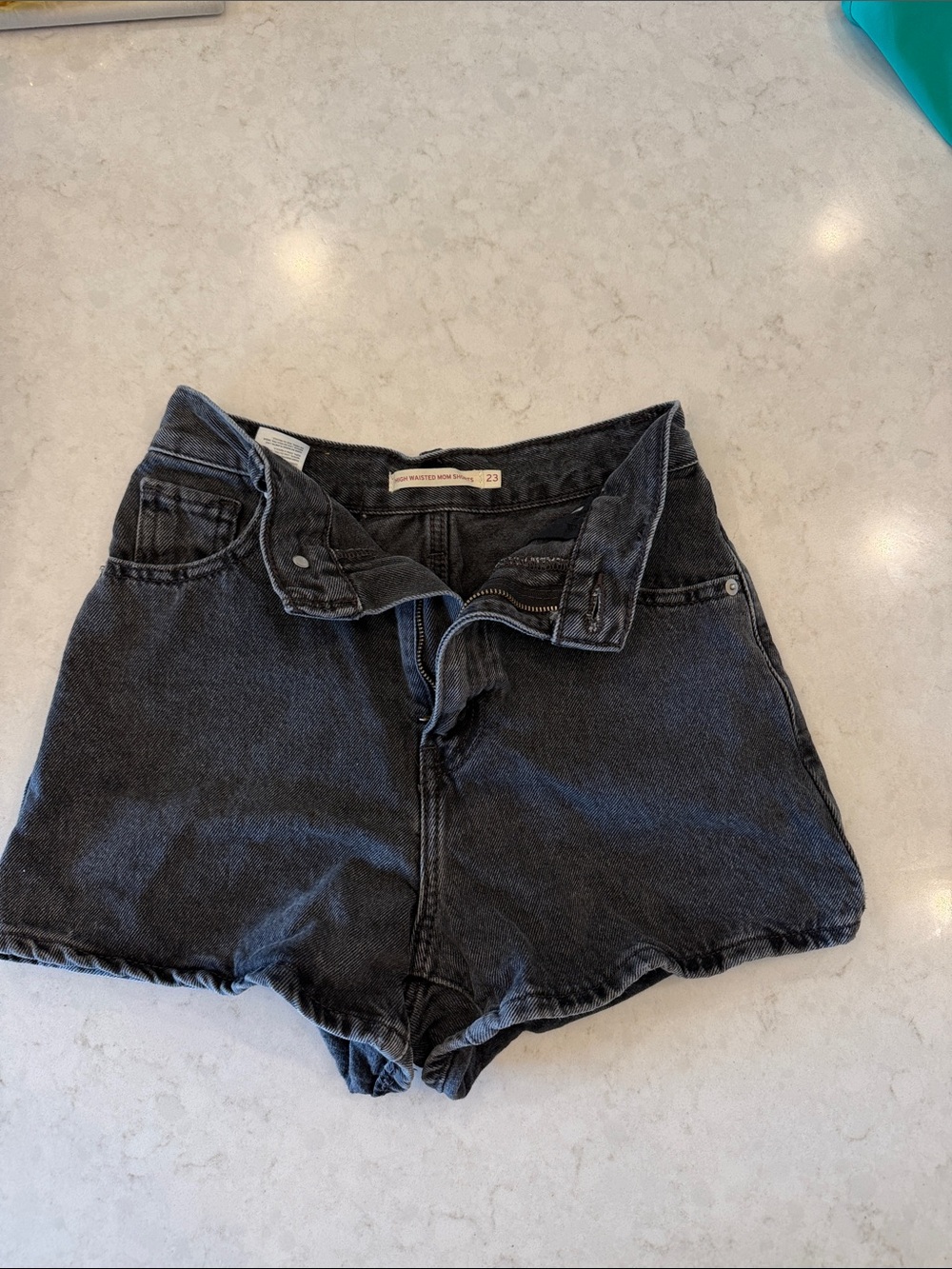 High-Waisted Black Denim Shorts